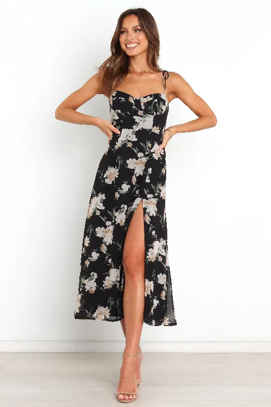 Stunning wedding guest dresses with soft draped fabric for elegance -Meg Dress - Black