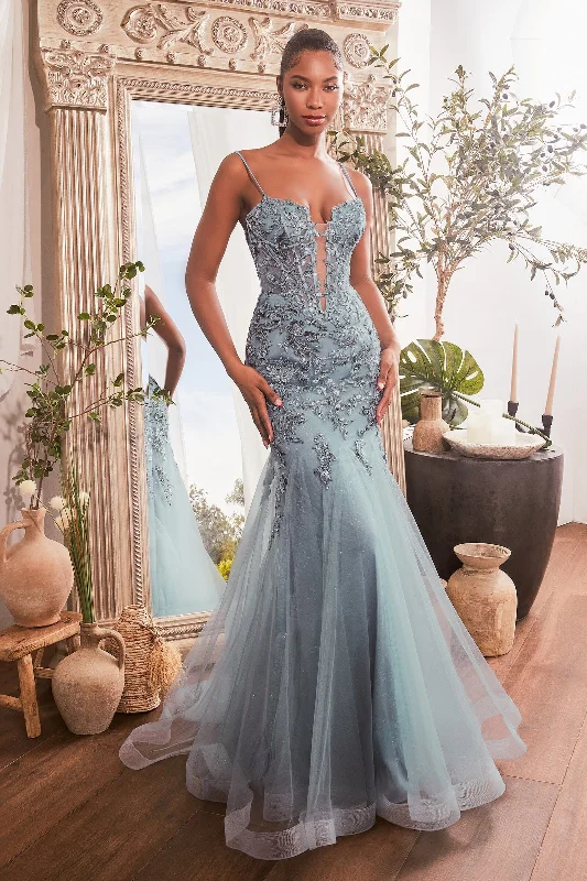 cocktail dresses with embroidered sleeves for elegance --Sequin Print Sleeveless Mermaid Dress by Ladivine CDS488