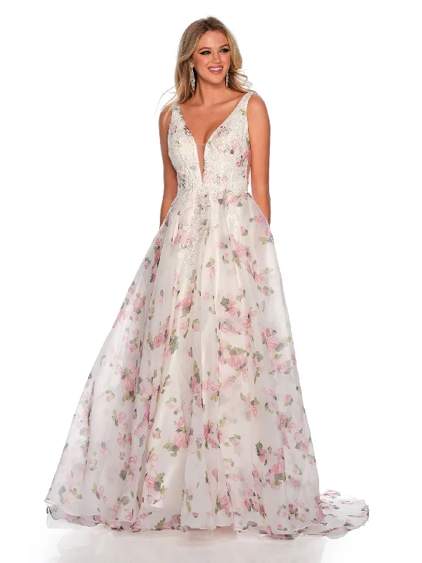 cocktail dresses with tiered ruffles for dramatic effect --Long Evening Dress by Dave and Johnny 11427