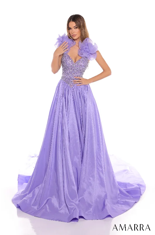 formal dresses for holiday balls with metallic accents --Taffeta Sleeveless A-line Gown by Amarra 88445