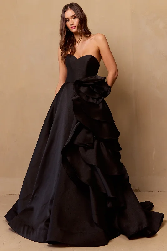 cocktail dresses with embroidered sleeves for elegance --Strapless A-line Gown by Amelia Couture SU085