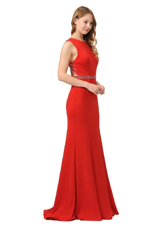 cocktail dresses with velvet bodices for winter glam --Long Trumpet Dress with Beaded Strappy Back by Poly USA 8230