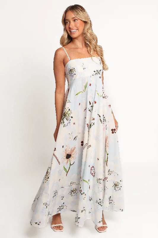 Elegant and timeless party dresses for ladies' night -Emmeline Maxi Dress - Blue Floral