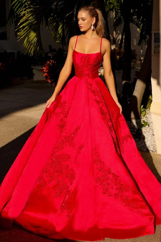 formal dresses for beach parties with light, airy fabrics --Embroidered Sleeveless Ball Gown by Amelia Couture SU074