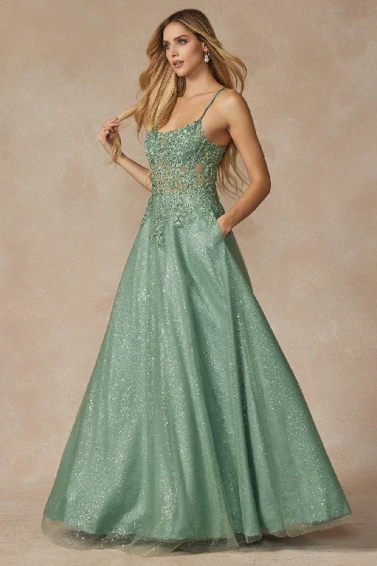cocktail dresses with floral patterns for spring events --Applique Sleeveless Corset Gown by Juliet 295