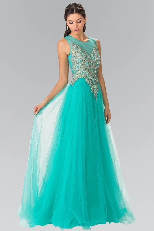 cocktail dresses with beaded bodices for sparkle --Sleeveless Bead Embroidered Illusion Dress by Elizabeth K GL2317
