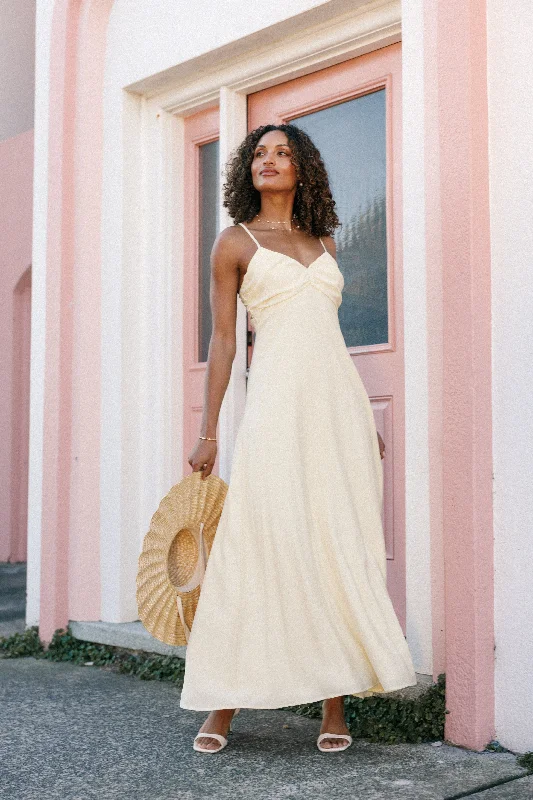 Wedding guest dresses in vibrant hues for lively wedding receptions -Maddie Maxi Dress - Butter Yellow