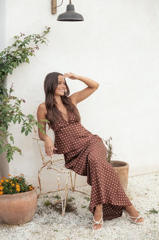 Wedding guest dresses for the stylish and trendy guest -Velman Skirt - Brown Polka Dot
