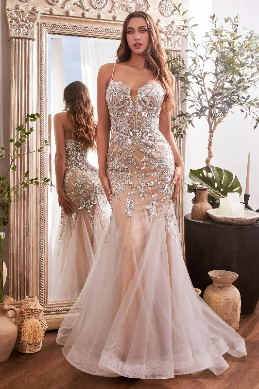 cocktail dresses with lace sleeves for modesty --Sequin Print Sleeveless Mermaid Dress by Ladivine CDS488 - Outlet