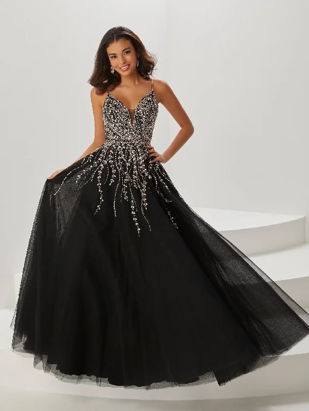 cocktail dresses with floral prints for daytime events --Beaded Tulle Sleeveless A-line Gown by Tiffany Designs 16934