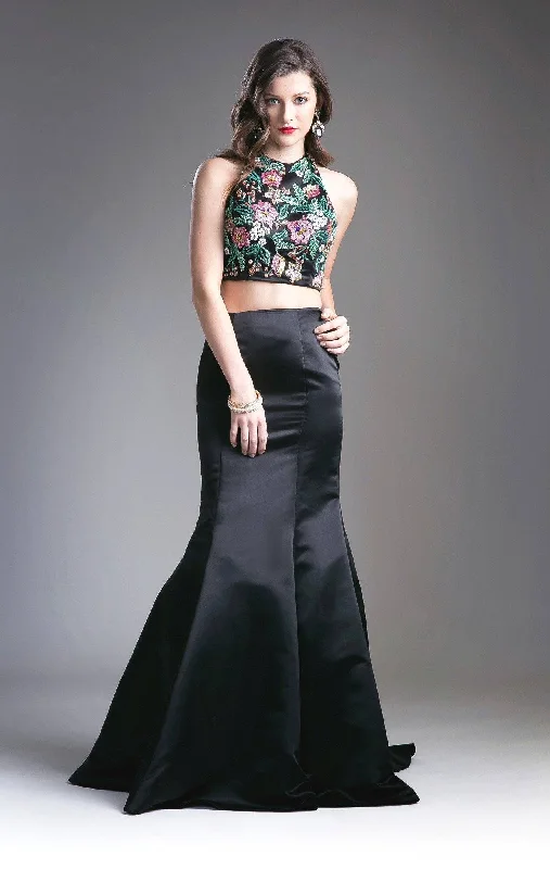 formal dresses for beach parties with light, airy fabrics --Floral Two Piece Mermaid Dress by Cinderella Divine 83699