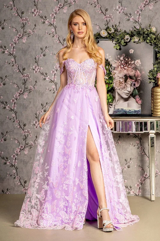 Wedding guest dresses in shades of blush for soft elegance -Embroidered Sweetheart A-line Slit Gown by GLS Gloria GL3206