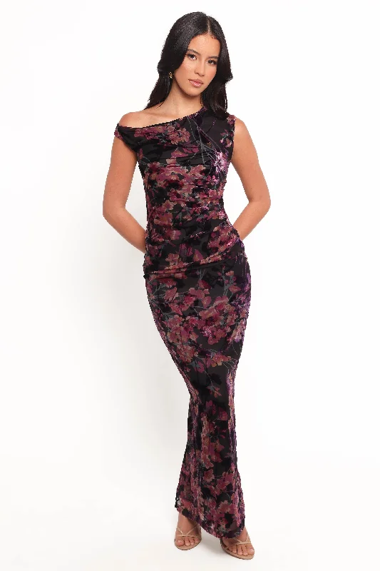 formal dresses with built-in shapewear for smooth figure --Genevieve Maxi Dress - Floral