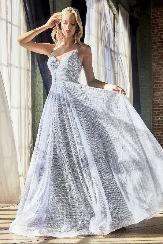 cocktail dresses with sweetheart necklines for romantic looks --Long Sleeveless Glitter Dress by Cinderella Divine CD205