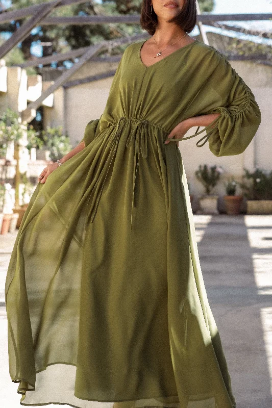 Vintage-inspired party dresses for themed events -Ramona Long Sleeve Maxi Dress - Sage