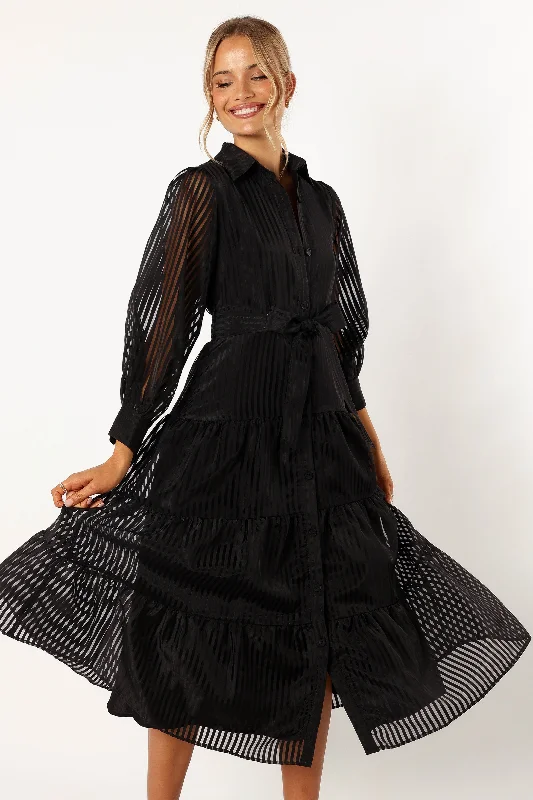 cocktail dresses with open backs for summer parties --Neve Long Sleeve Maxi Dress - Black