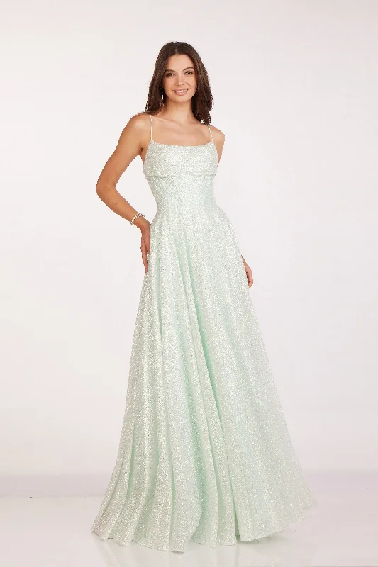 cocktail dresses with halter tops for chic style --Glitter Tulle Sleeveless Gown by Abby Paris 90208
