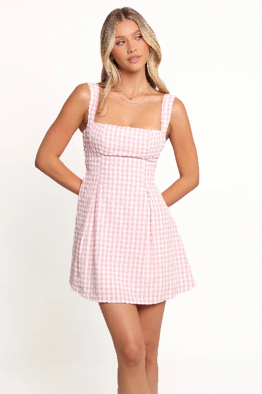 Graduation dresses for formal ceremonies with classic designs -Althea Mini Dress - Pink Gingham