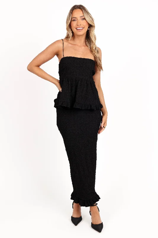 Wedding guest dresses with ruffles for a soft, feminine look -Villagio Two Piece Set - Black