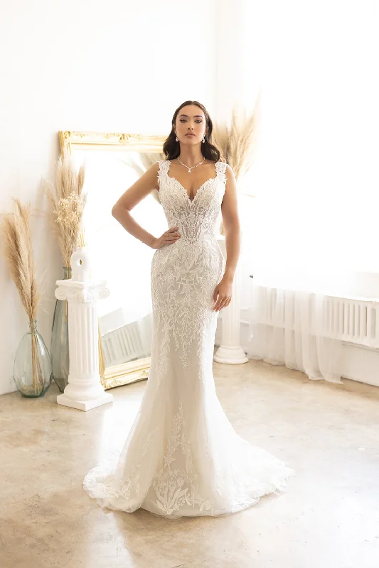 Wedding guest dresses for summer outdoor ceremonies -Sleeveless Overskirt Bridal Gown by Abby Lane 97183