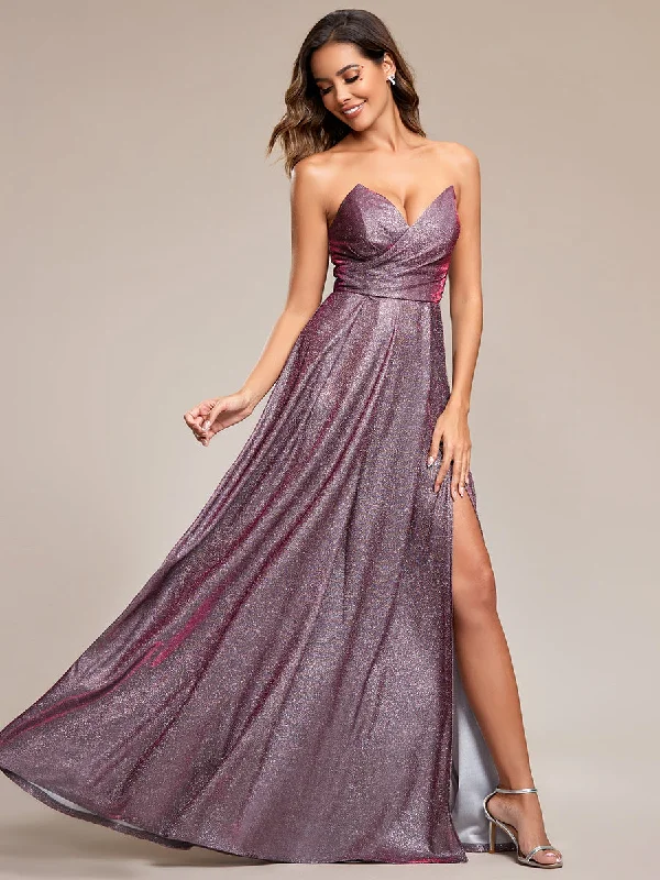 formal dresses with detachable capes for dramatic effect --Hot Split Pleated Shiny Maxi Lacing design Wholesale Evening Dresses