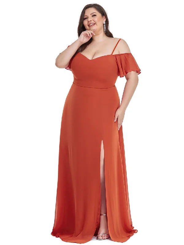 Cute short dresses for garden-themed weddings -Plain Solid Color Plus Size Wholesale Chiffon Bridesmaid Dress