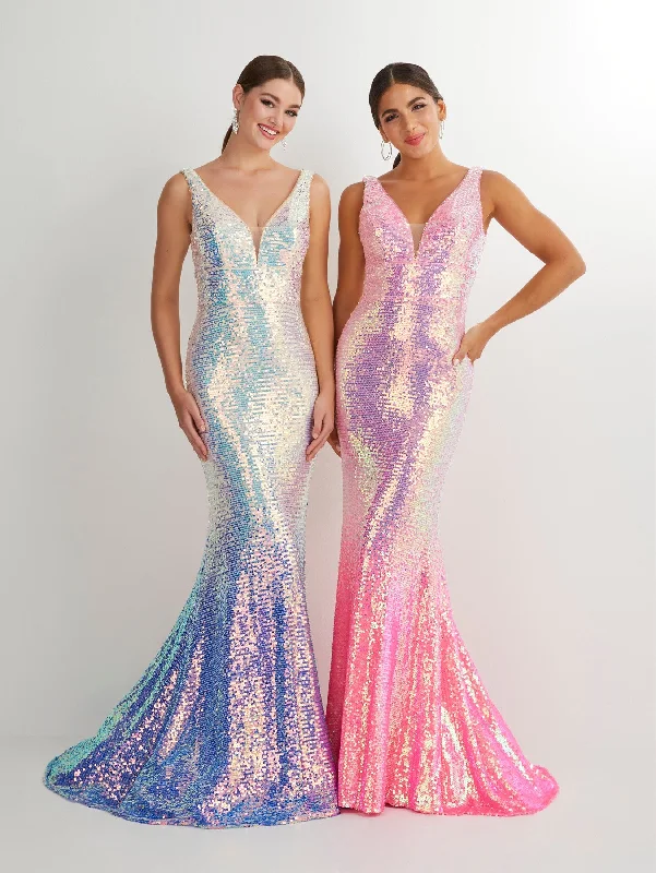 cocktail dresses with pleated skirts for elegant flow --Ombre Sequin Sleeveless Mermaid Dress by Studio 17 12885