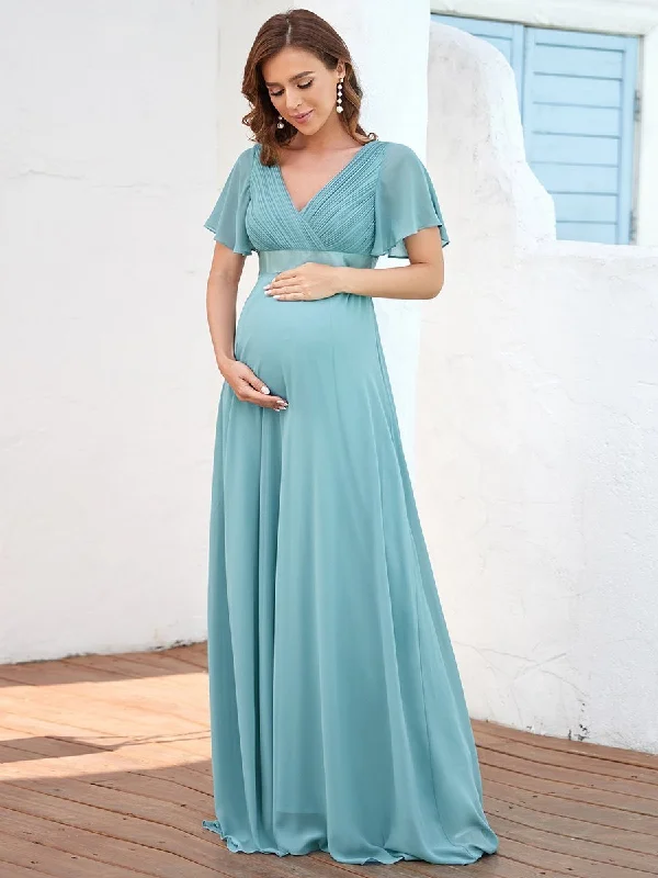 Wedding reception dresses for stylish guests -Cute and Adorable Deep V-neck Wholesale Dress for Pregnant Women