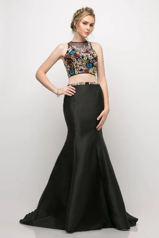 long sleeve cocktail dresses in velvet for winter weddings --Beaded Two-Piece Mermaid Dress by Cinderella Divine 84267
