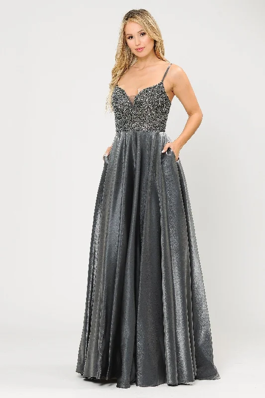 cocktail dresses with velvet fabric for winter elegance --Long Sweetheart Dress with Beaded Bodice by Poly USA 8674