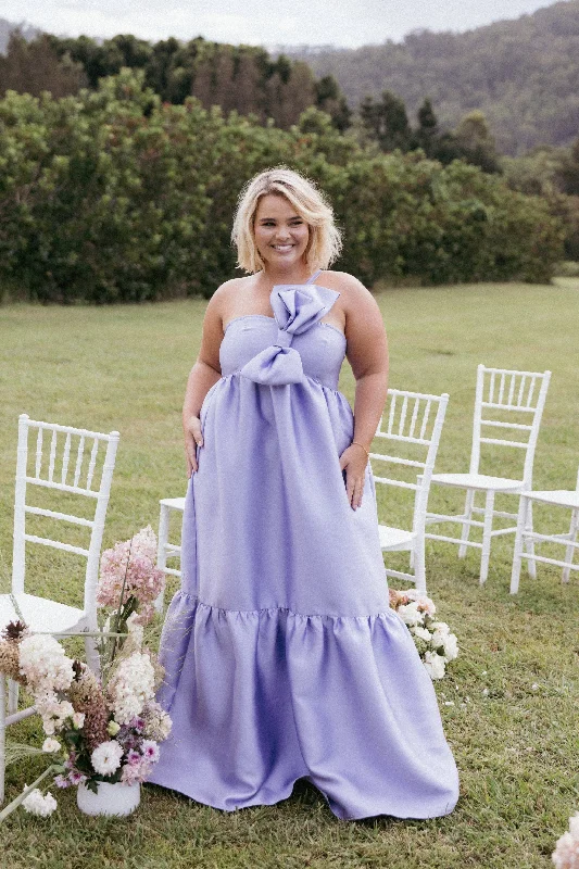 bridesmaid dresses with high-low hems for trendy style --Betina Bow Front Maxi Dress - Lilac