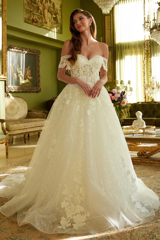 cocktail dresses with layered tulle skirts for volume --Off Shoulder Bridal Ball Gown by GLS Gloria GL3602