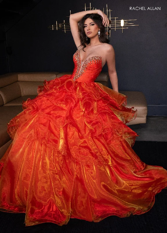 cocktail dresses with velvet finishes for winter warmth --Organza Strapless Ruffled A-line Gown by Rachel Allan 50312