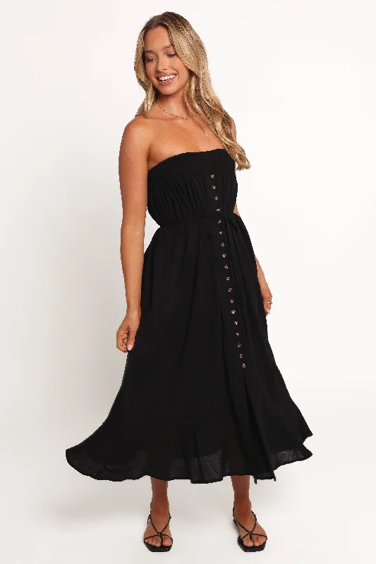 Spring dresses for all-day comfort with soft fabrics -Nerea Midi Strapless Dress - Black