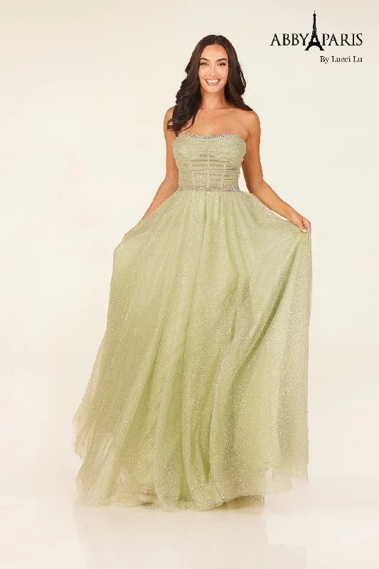 cocktail dresses with backless design for summer parties --Tulle Strapless A-line Gown by Abby Paris 90324
