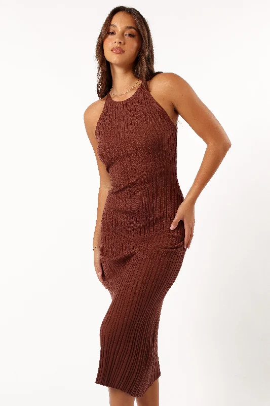 Unique metallic party dresses for bold looks -Brighton Maxi Dress - Chocolate Brown