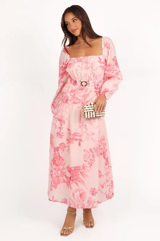 cocktail dresses with halter necklines for chic style --Sharine Long Sleeve Dress - Pink Floral