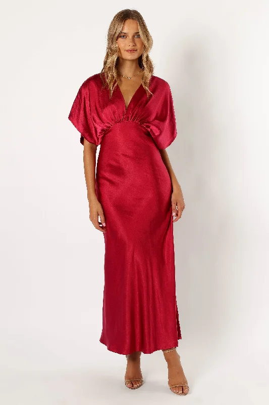 formal dresses for prom with tulle skirts and corset tops --Ricki Maxi Dress - Ruby Wine