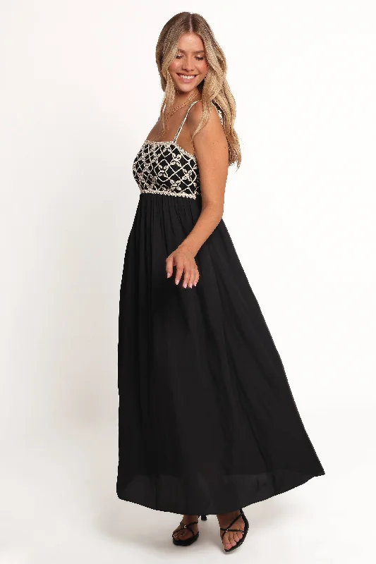 Comfortable spring dresses for travel and exploration -Ysabel Maxi Dress - Black/Natural