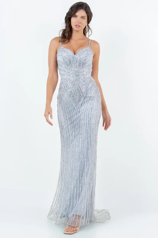 formal dresses with satin fabric for smooth texture --Beaded Sleeveless Gown by Cinderella Couture 8268J
