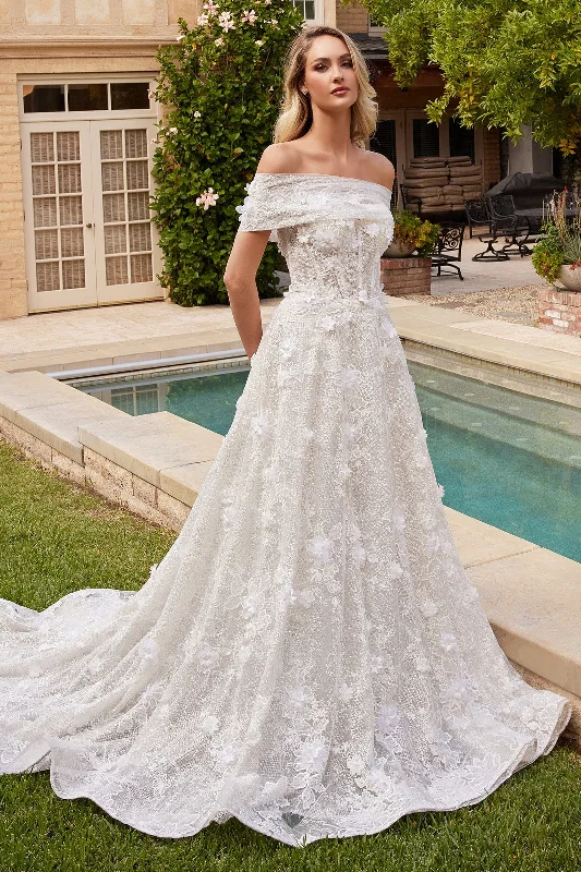 formal dresses for holiday balls with metallic accents --3D Floral Wedding Ball Gown by Ladivine CD860W