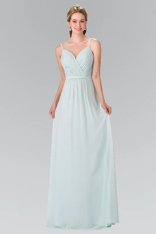 cocktail dresses with high necklines for modest occasions --Long Sweetheart Spaghetti Strap Pleated Dress by Elizabeth K GL2374