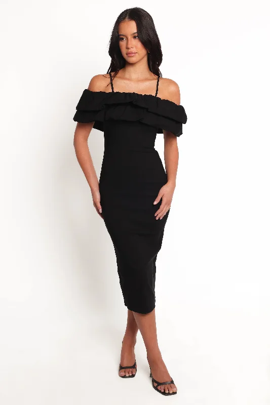 Graduation dresses with a corset back for a structured fit -Sammi Midi Dress - Black