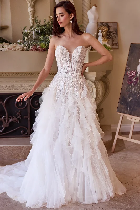 Best dresses for wedding guests attending black-tie events -Strapless Ruffed Wedding Gown by Ladivine WL016