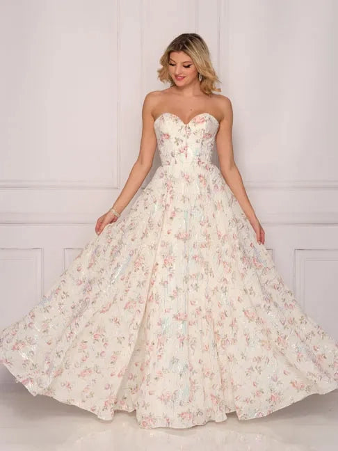 Vintage-inspired wedding guest dresses for retro vibes -Long Evening Dress by Dave and Johnny 10391