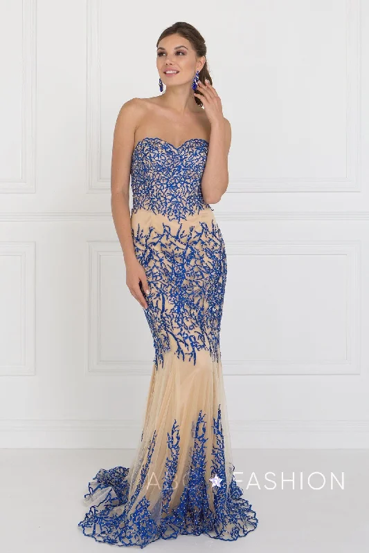 cocktail dresses with embroidered bodices for intricate detail --Strapless Beaded Mermaid Gown by Elizabeth K GL2055