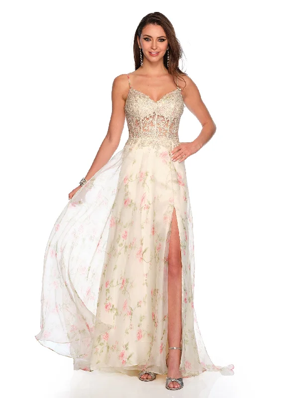 cocktail dresses with mesh sleeves for subtle coverage --Long Evening Dress by Dave and Johnny 11426