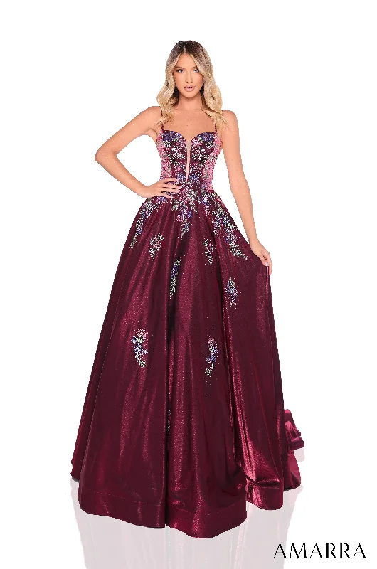 formal dresses for beach weddings with flowy chiffon skirts --Heat Stone Sleeveless A-line Gown by Amarra 88379