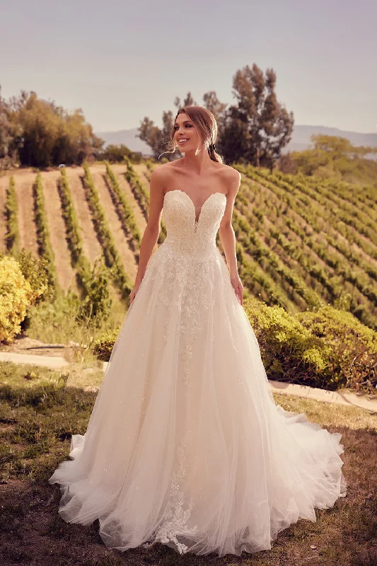 Wedding guest dresses for rustic-themed weddings with a relaxed vibe -Applique Strapless Bridal Gown by Abby Lane 97229