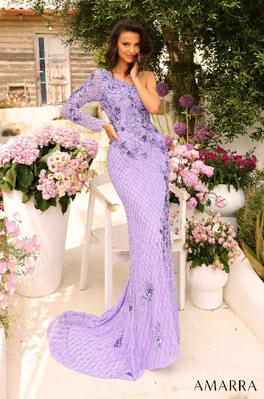 Wedding guest dresses for summer weddings -Applique Long Sleeve Mermaid Dress by Amarra 94027